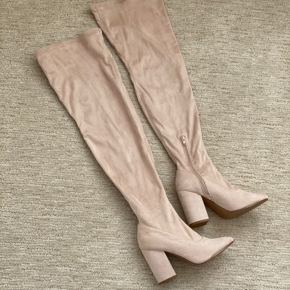 blush thigh high boots